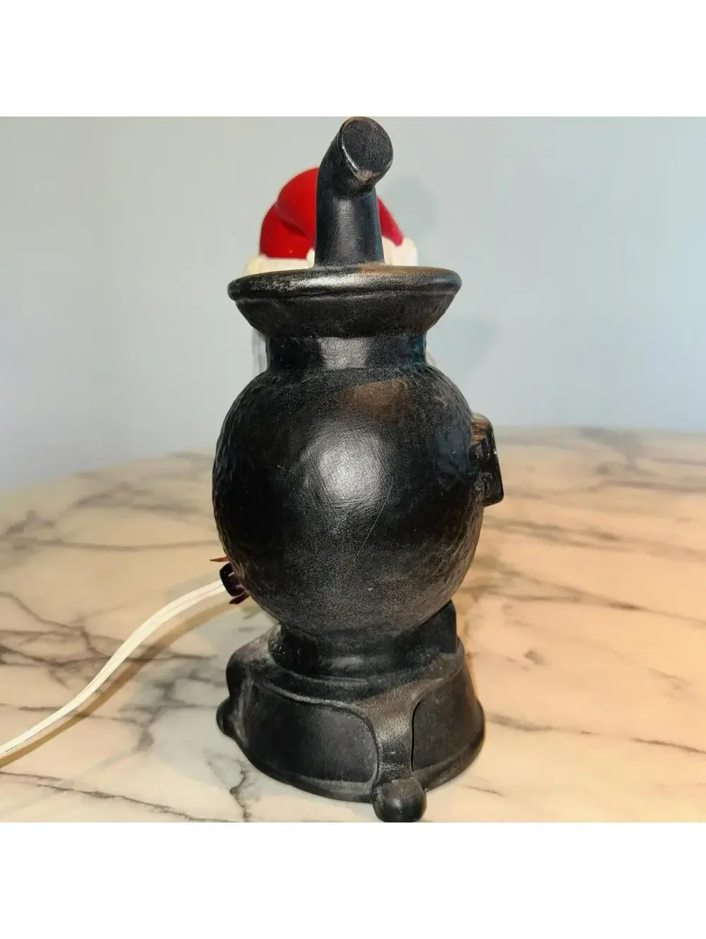 Santa Coal Furnace Ceramic Lamp Light Up Christmas Kitsch RARE Vintage Handmade